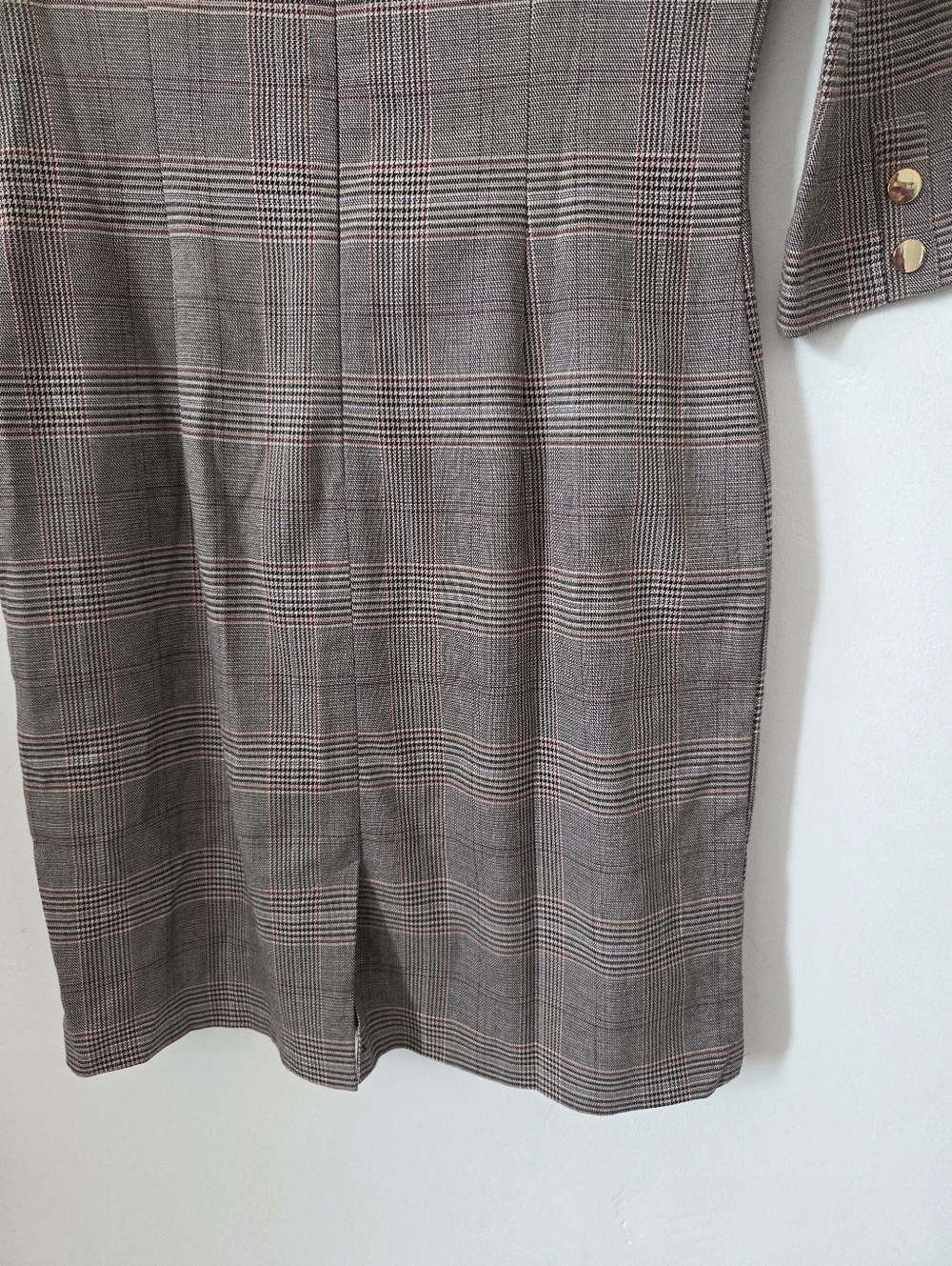 H&M Plaid Glen Check Sheath Dress Pencil Office Preppy Academia Literary Chic 6 - Picture 8 of 9